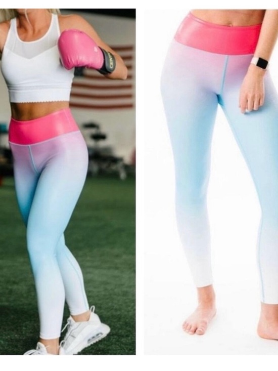 ZYIA Pants - ZYIA Pink to Light Blue Ombre High-Waist Leggings